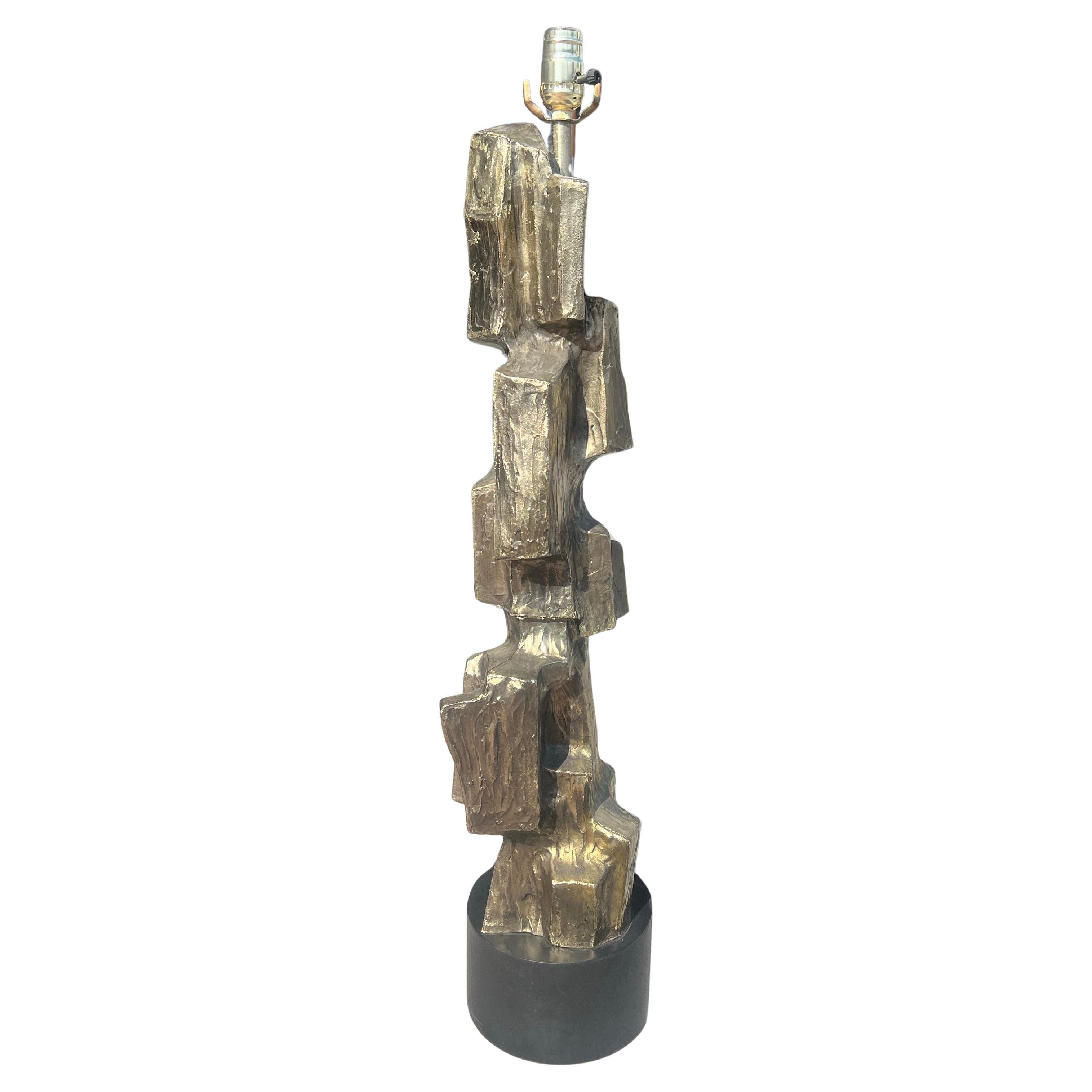 Bronzed Majestic Brutalist Tall Lamp By Laurel Lighting 1970's in Bronze Finish For Sale