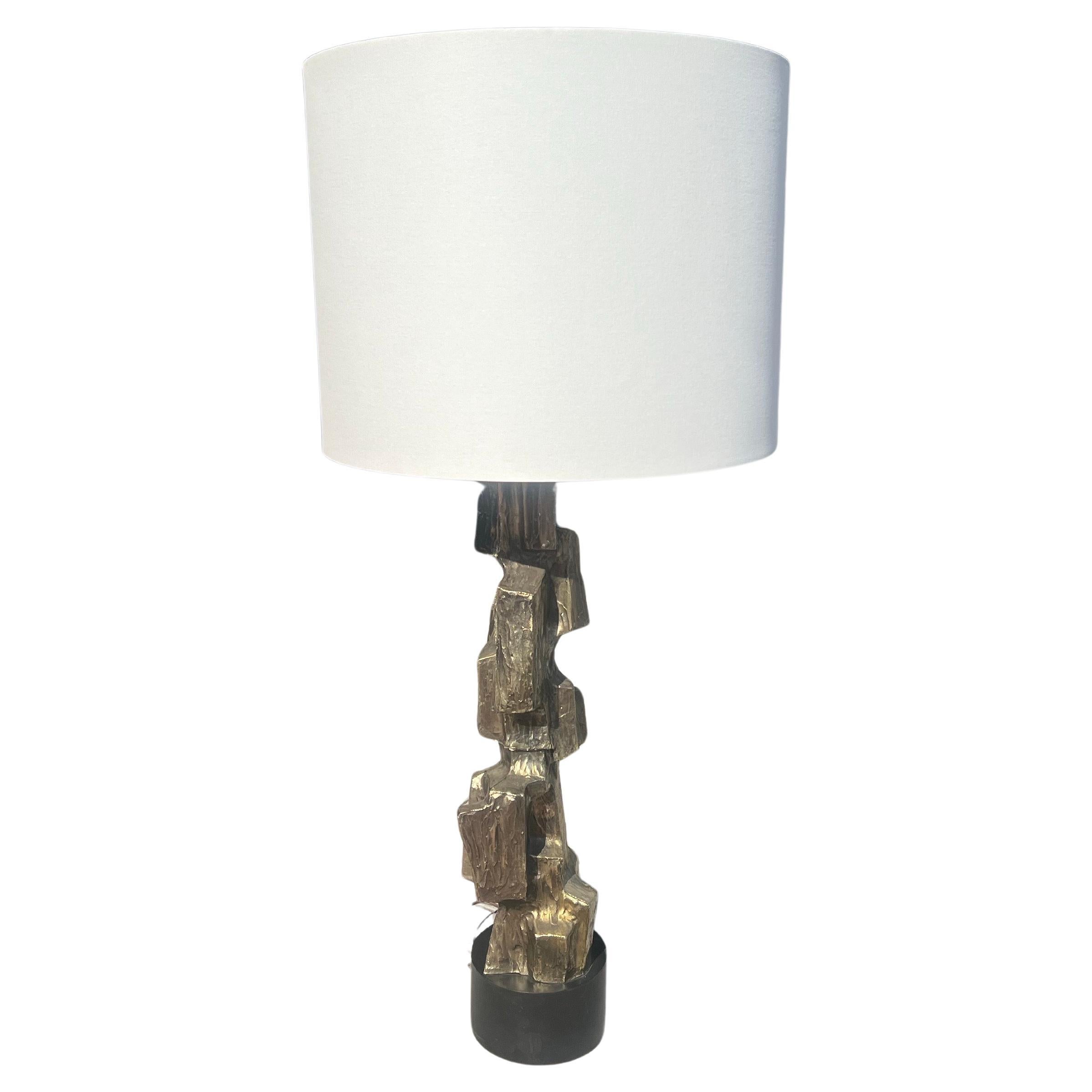 Majestic Brutalist Tall Lamp By Laurel Lighting 1970's in Bronze Finish