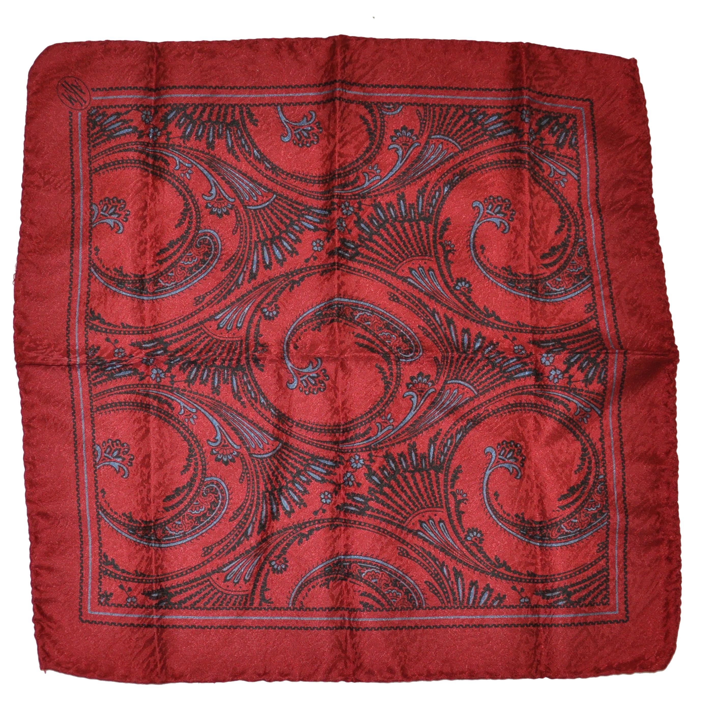 Majestic Burgundy on Burgundy "Imperial Swirls" Silk Handkerchief