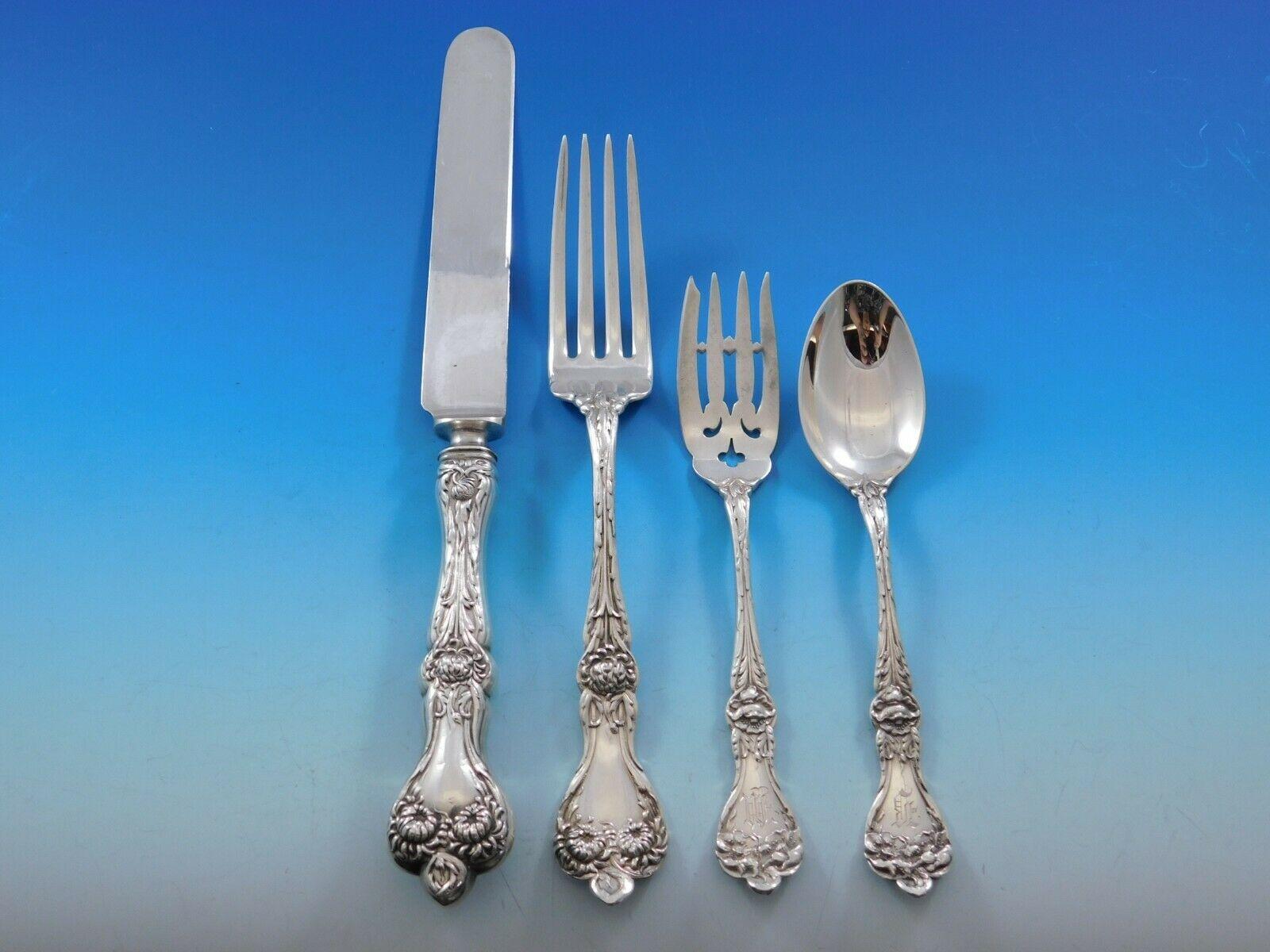 Majestic by Alvin Sterling Silver Flatware Set for 12 Dinner Service 167 Pieces In Excellent Condition In Big Bend, WI