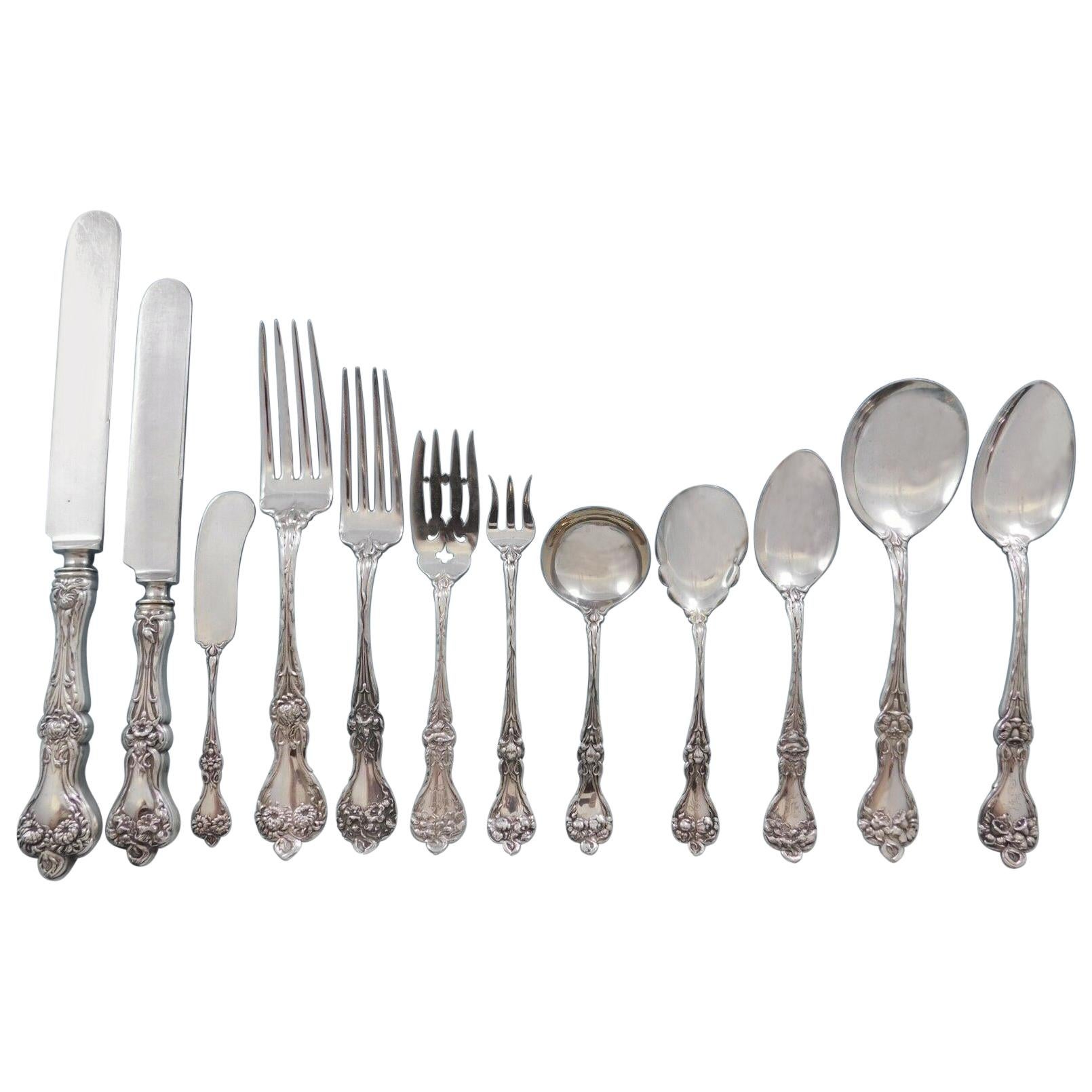 Majestic by Alvin Sterling Silver Flatware Set for 12 Dinner Service 167 Pieces