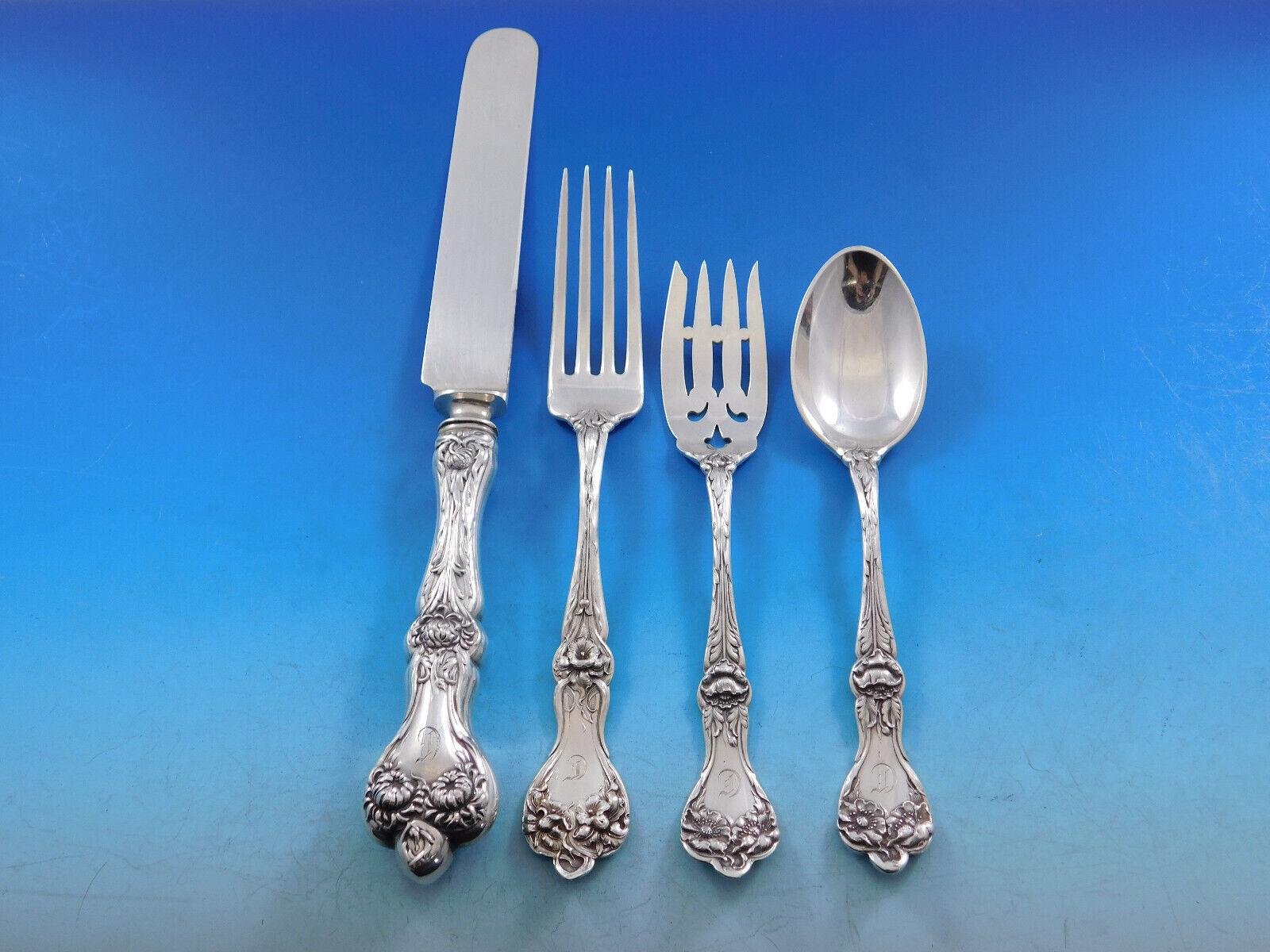 Majestic by Alvin Sterling Silver Flatware Set for 12 Service 93 Pieces C Mono In Excellent Condition For Sale In Big Bend, WI