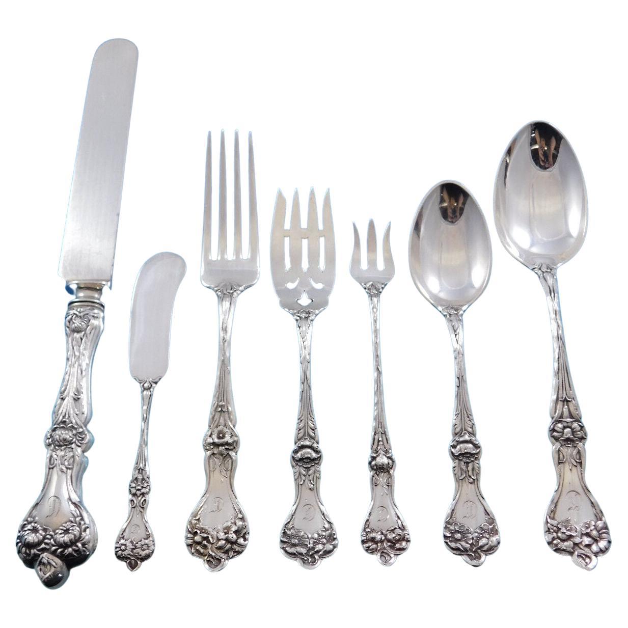 Majestic by Alvin Sterling Silver Flatware Set for 12 Service 93 Pieces C Mono For Sale