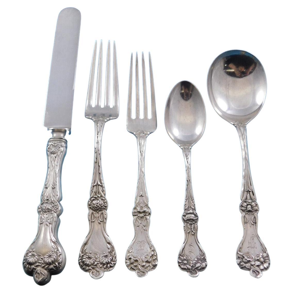 Majestic by Alvin Sterling Silver Flatware Set for 8 Service 43 pieces Dinner For Sale