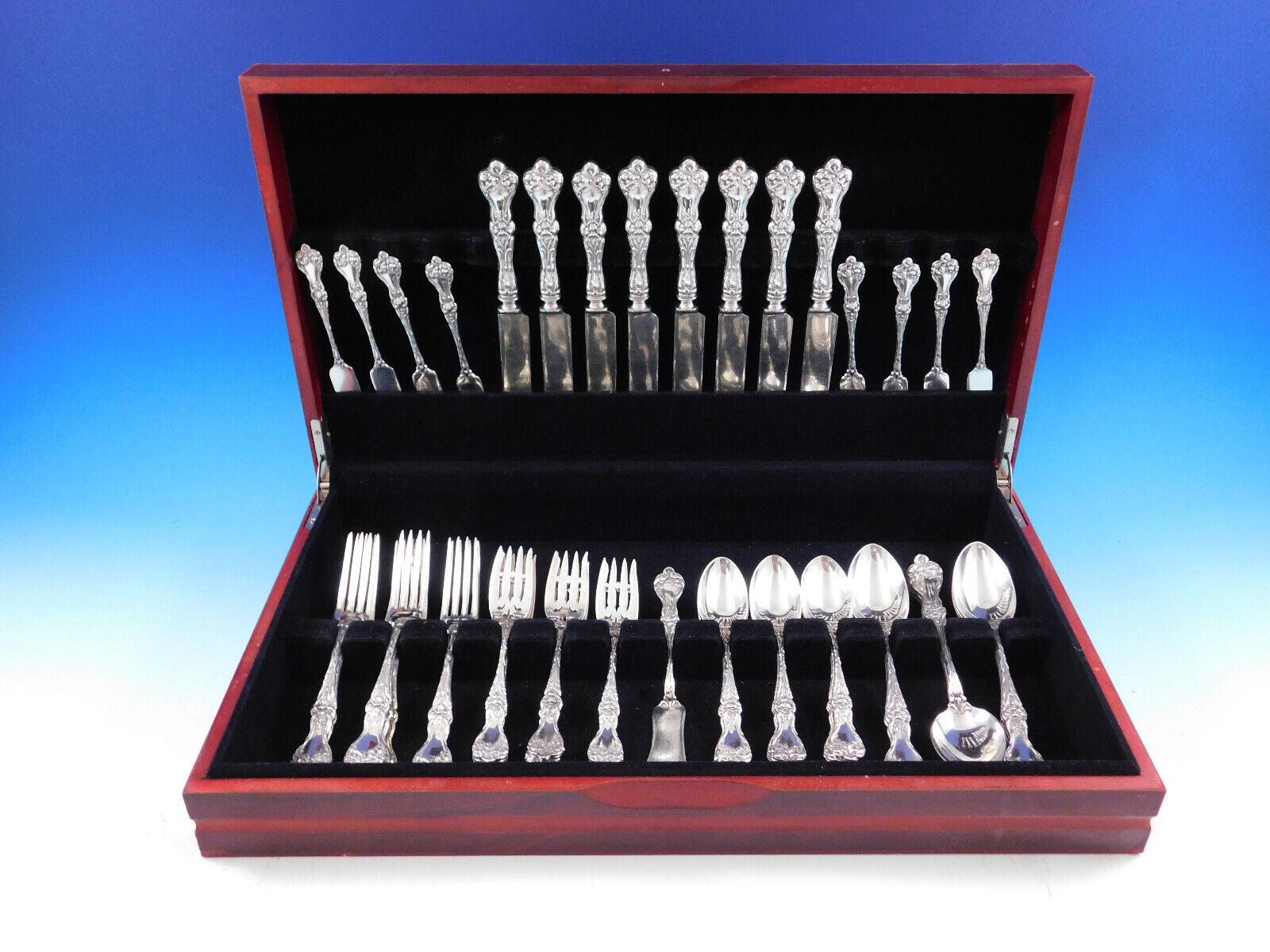 Stunning Majestic by Alvin sterling silver flatware set - 49 pieces. This set includes:



8 knives, 9