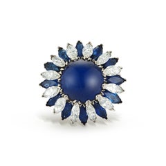 Majestic Cabochon Sapphire and Diamond Cocktail Ring