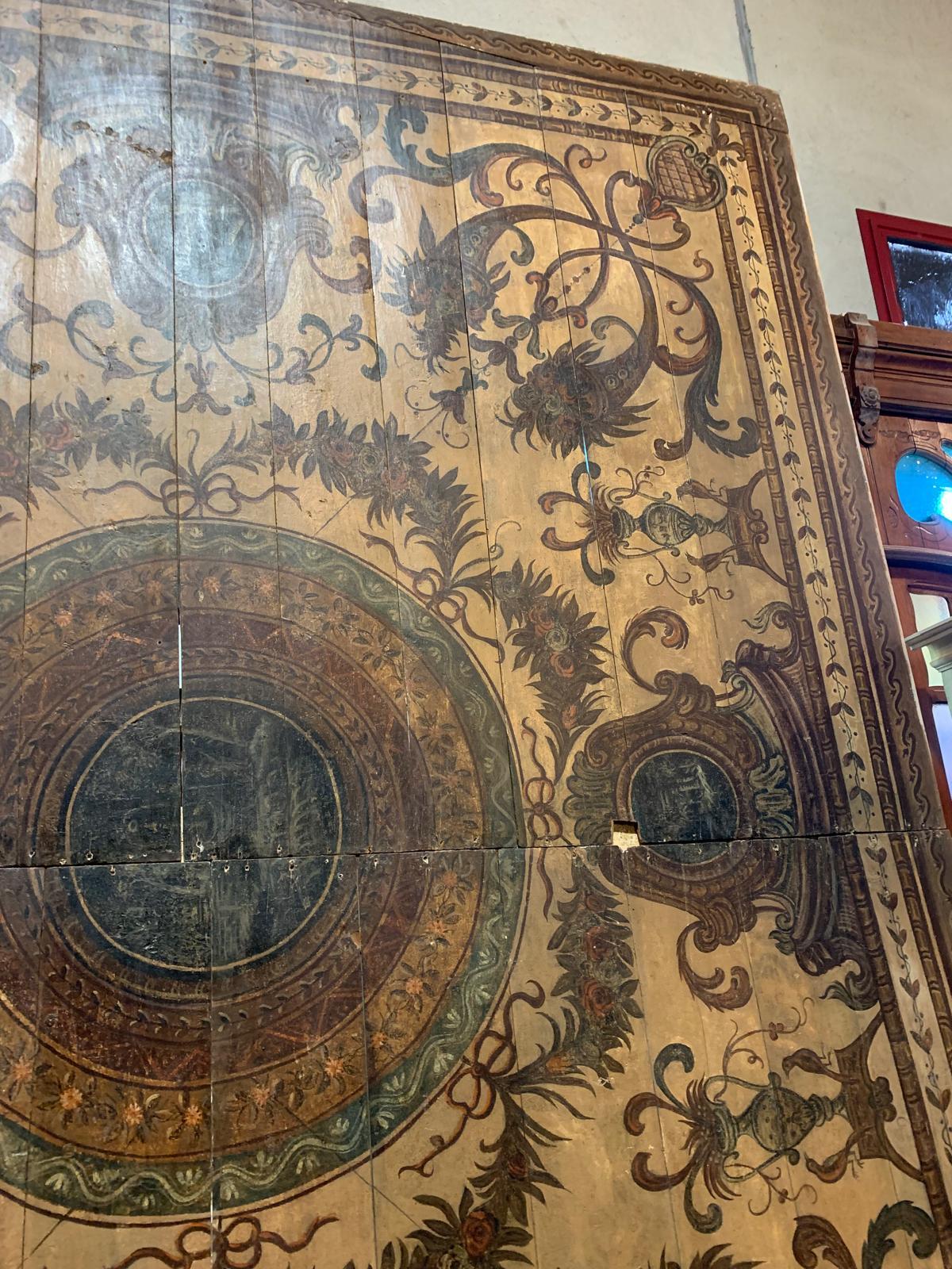 18th Century and Earlier Majestic ceiling with lacquered and painted wooden planks, Italy For Sale