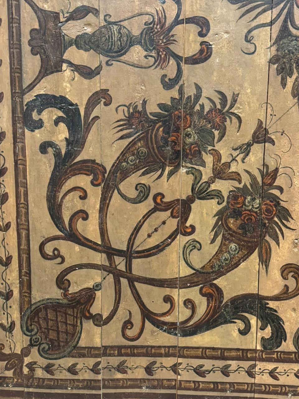 Poplar Majestic ceiling with lacquered and painted wooden planks, Italy For Sale