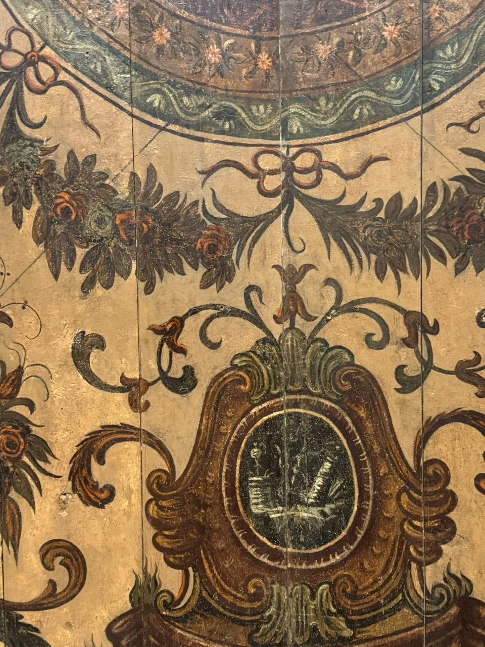 Majestic ceiling with lacquered and painted wooden planks, Italy For Sale 1