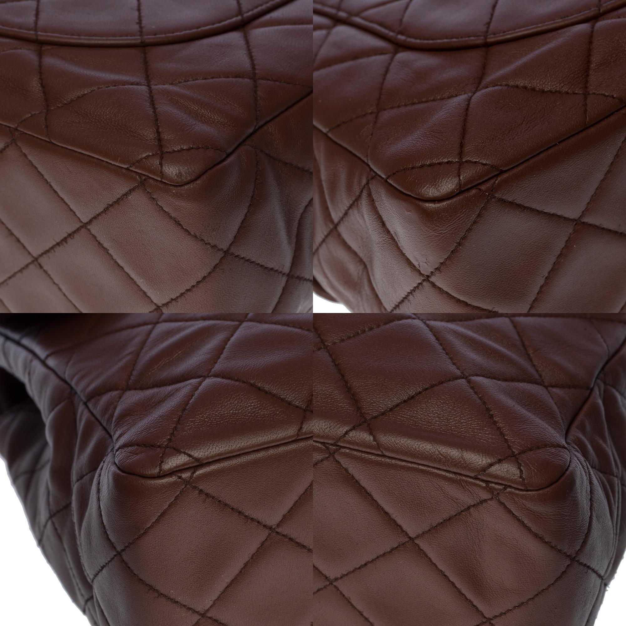 Majestic Chanel Timeless/Classic jumbo flap bag in brown quilted leather, GHW For Sale 5