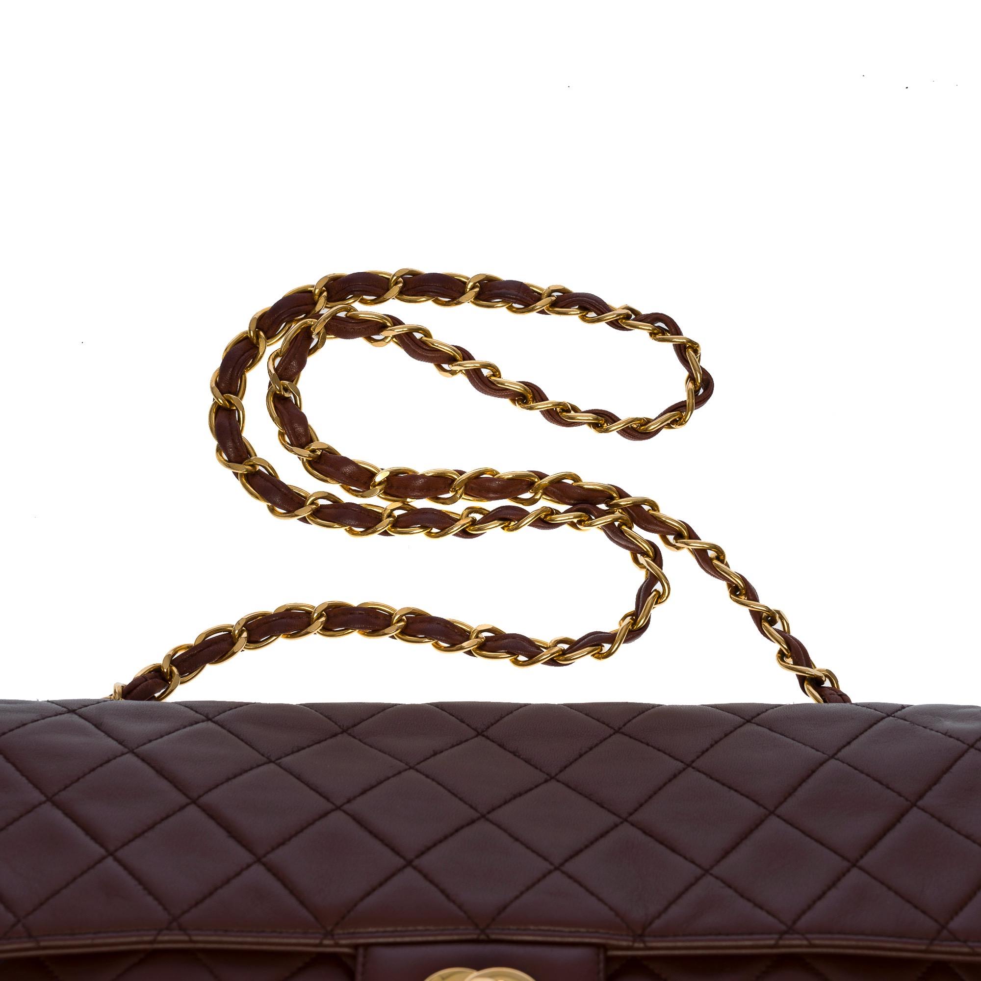 Sac à rabat géant Timeless/Classic de Chanel en cuir matelassé marron, GHW en vente 4
