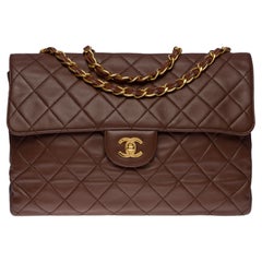 Used Majestic Chanel Timeless/Classic jumbo flap bag in brown quilted leather, GHW