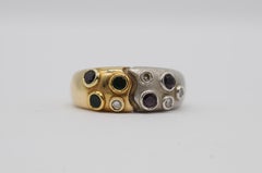 majestic cluster ring bicolor with diamond and tourmaline