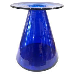 Vintage Majestic Cobalt Blue Blenko Mouthblown Modernist Glass Vase