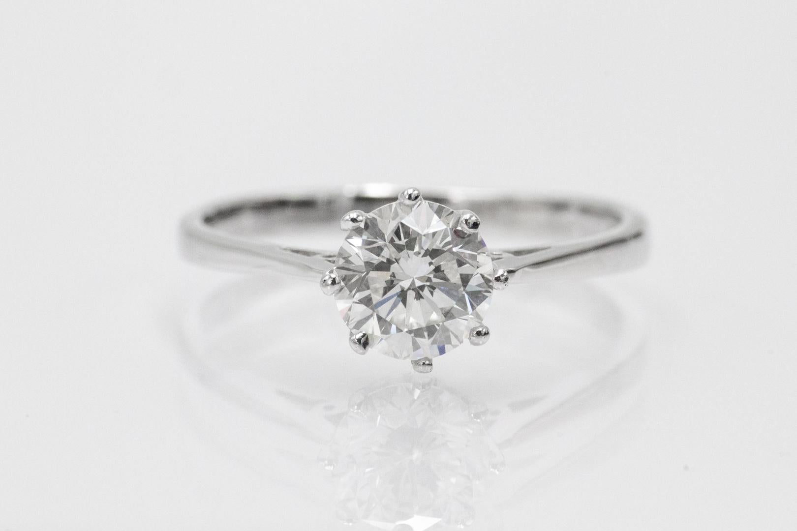 Bague solitaire contemporaine Majestic avec un diamant H/SI2 de 1,28 ct. Excellent état - En vente à Chorzów, PL