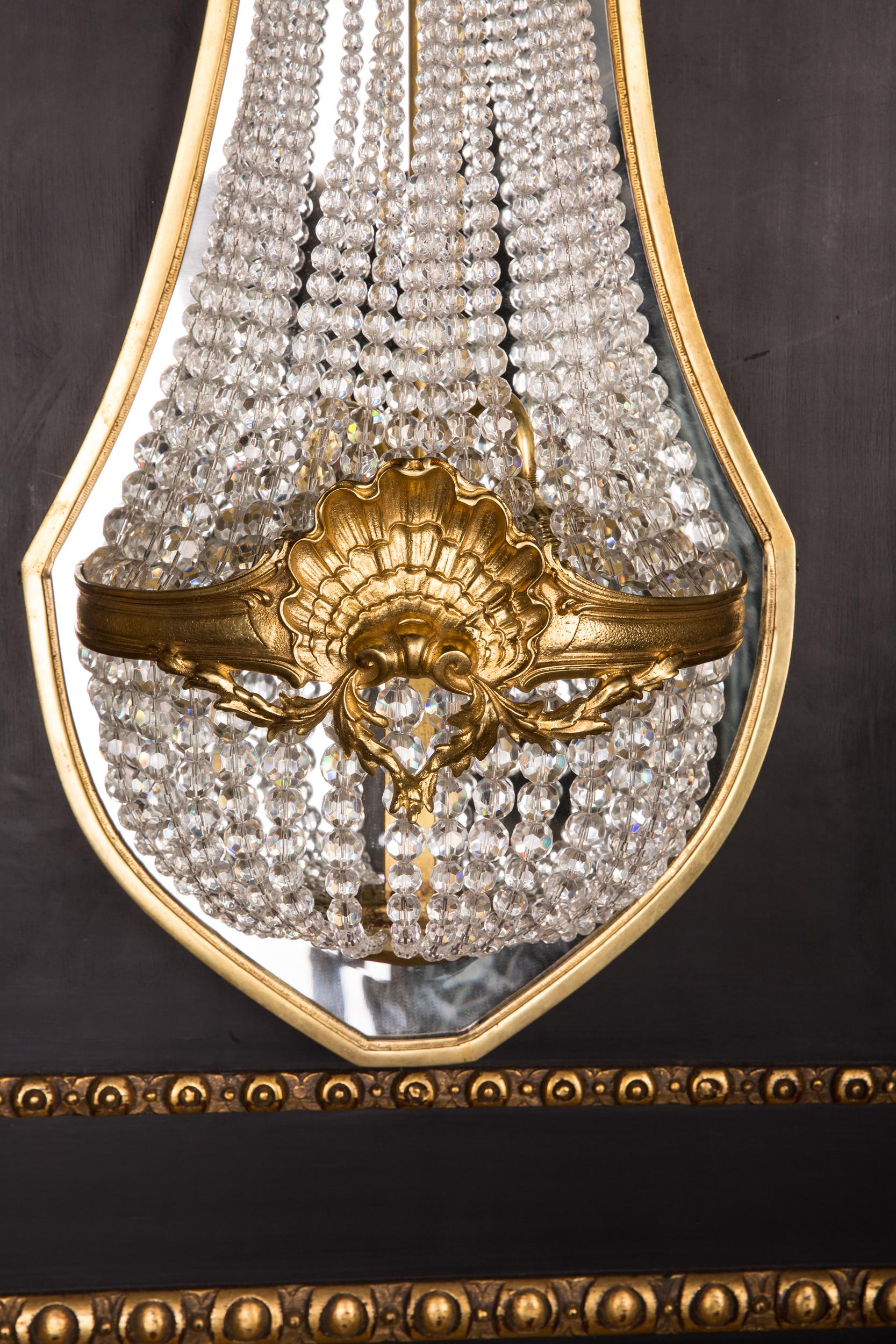 French Majestic bronze Crystal Sconces Chandelier Wall Applique in Louis Seize Style