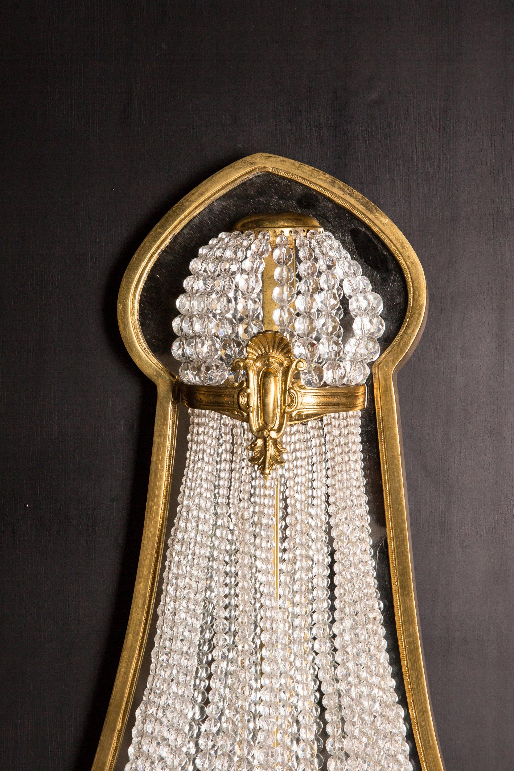 20th Century Majestic bronze Crystal Sconces Chandelier Wall Applique in Louis Seize Style