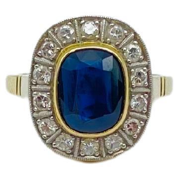 Majestätischer dunkelblauer Saphir/Diamant-Ring  im Angebot 4