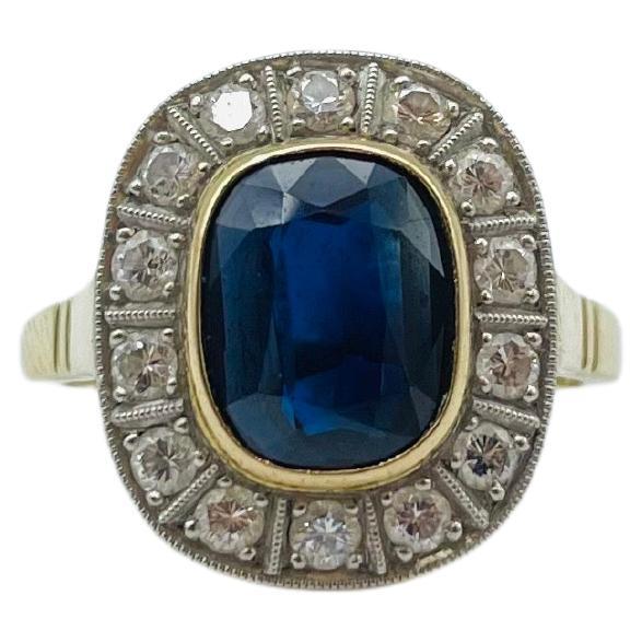 Majestätischer dunkelblauer Saphir/Diamant-Ring  im Angebot 5