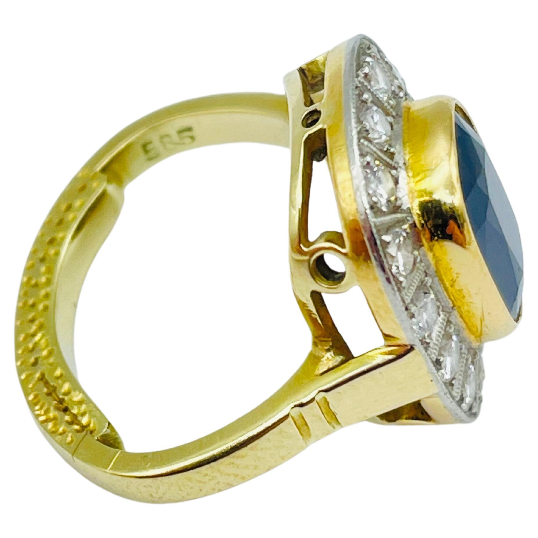 Women's or Men's Majestic Dark Blue Sapphire/Diamond Ring  For Sale