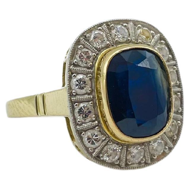 Majestic Dark Blue Sapphire/Diamond Ring  For Sale 3