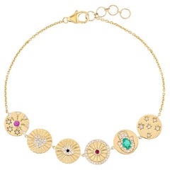 Majestic Diamond Pulsera de oro amarillo de 14 quilates (o 18 quilates bajo pedido) con colgante vintage