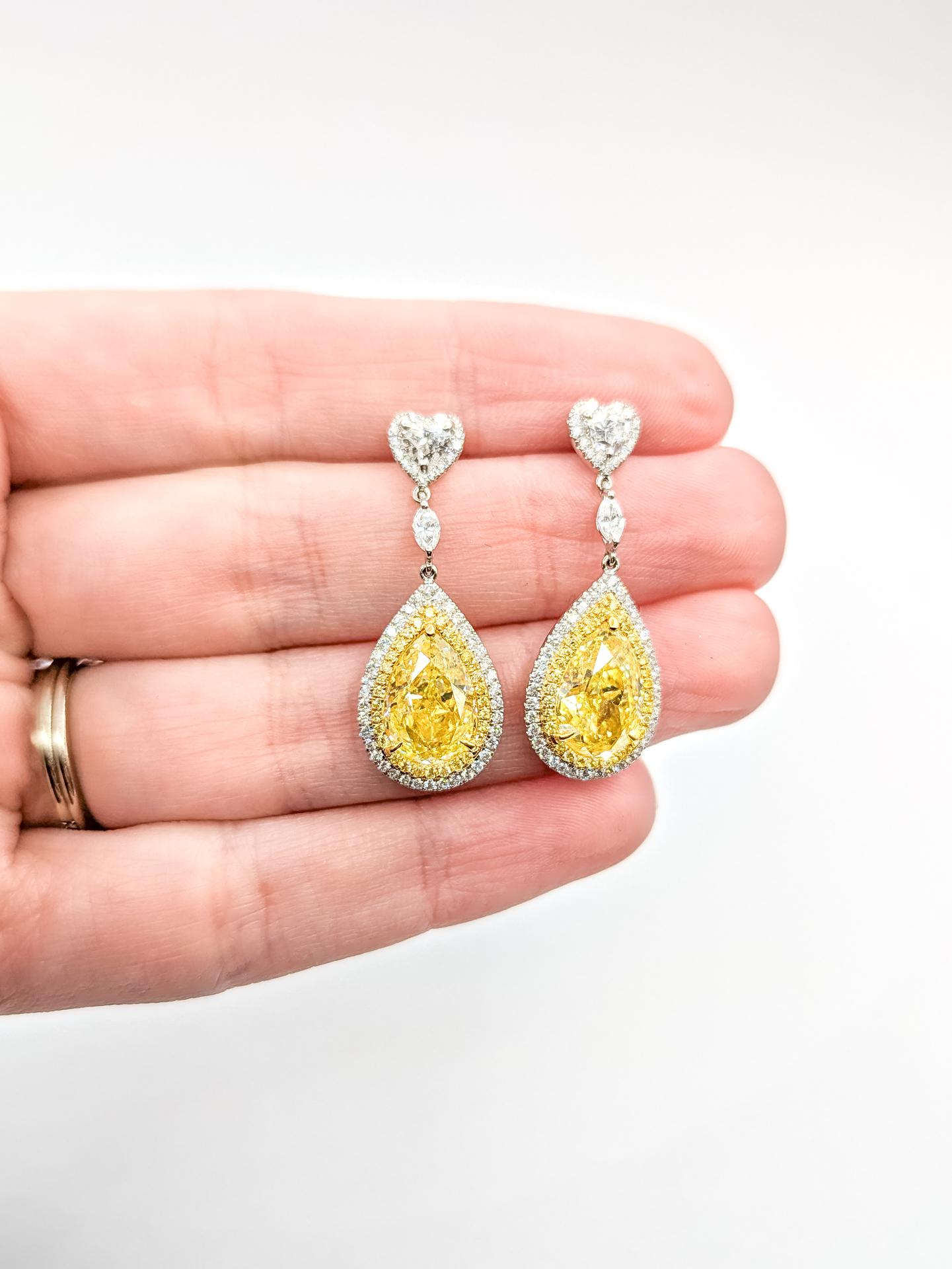 Pendientes Majestic Diamond de 18k Corte pera en venta