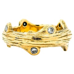 Majestic Diamond Fashion Ring in 18k Wood Grain Gold