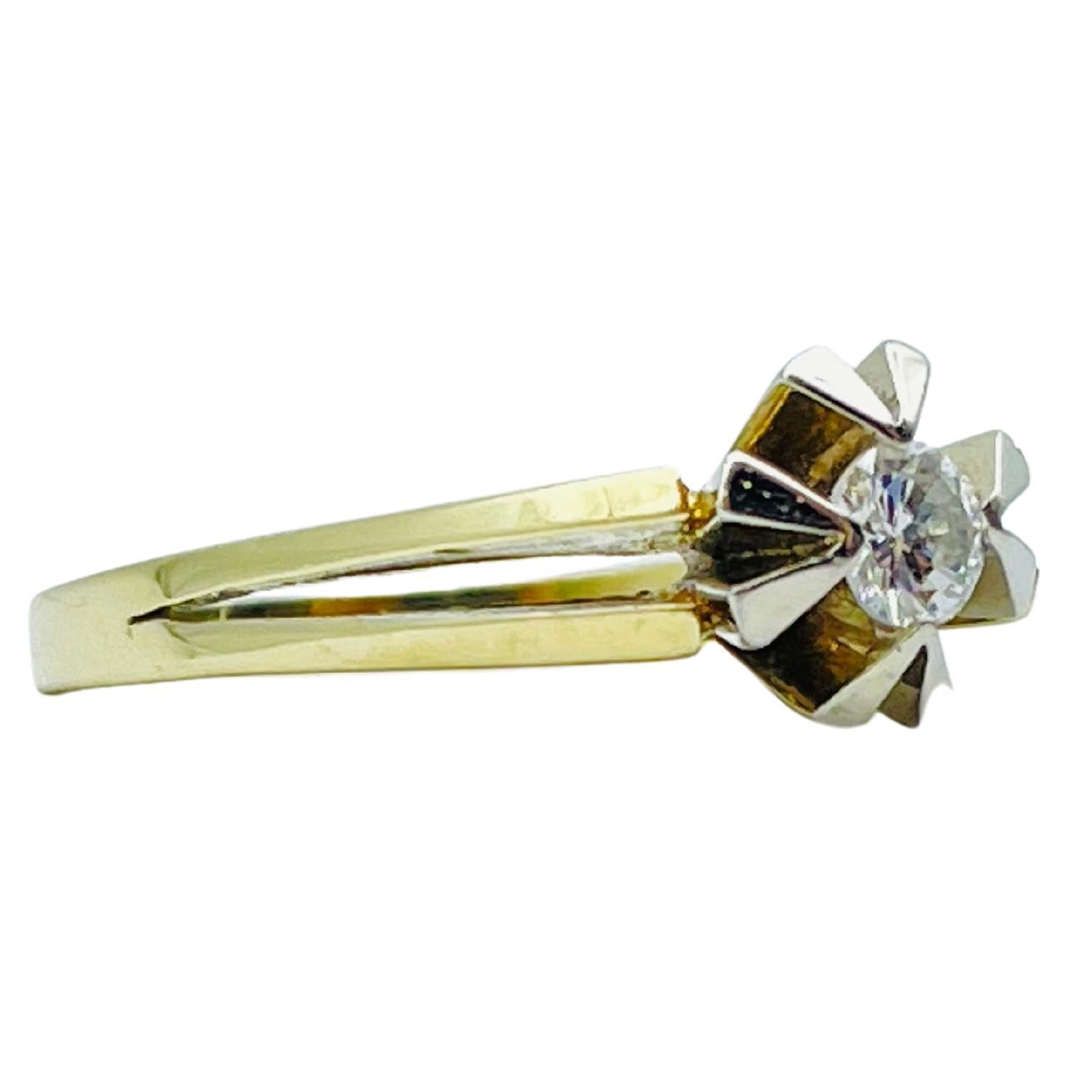 Taille baguette Bague Majestic Diamond or 14K  en vente