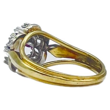 Brilliant Cut majestic diamond ring with Rubelite in 14k gold For Sale