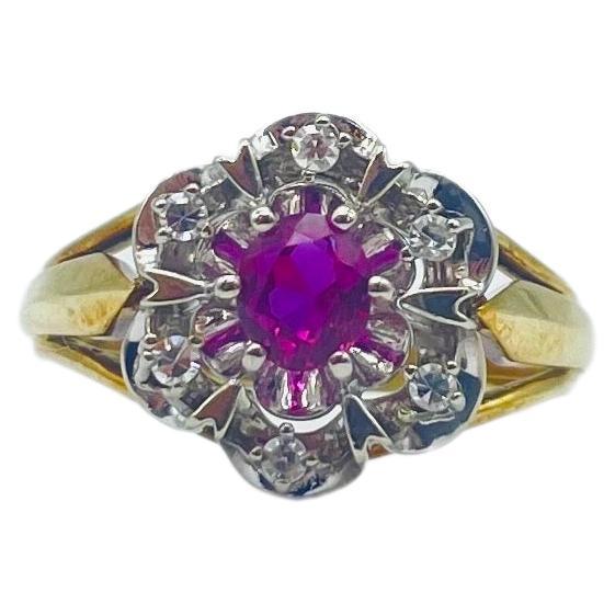 Women's or Men's majestic diamond ring with Rubelite in 14k gold For Sale