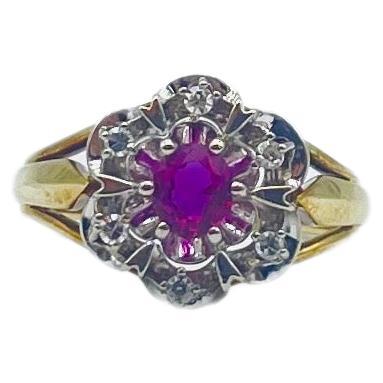 majestic diamond ring with Rubelite in 14k gold For Sale 1