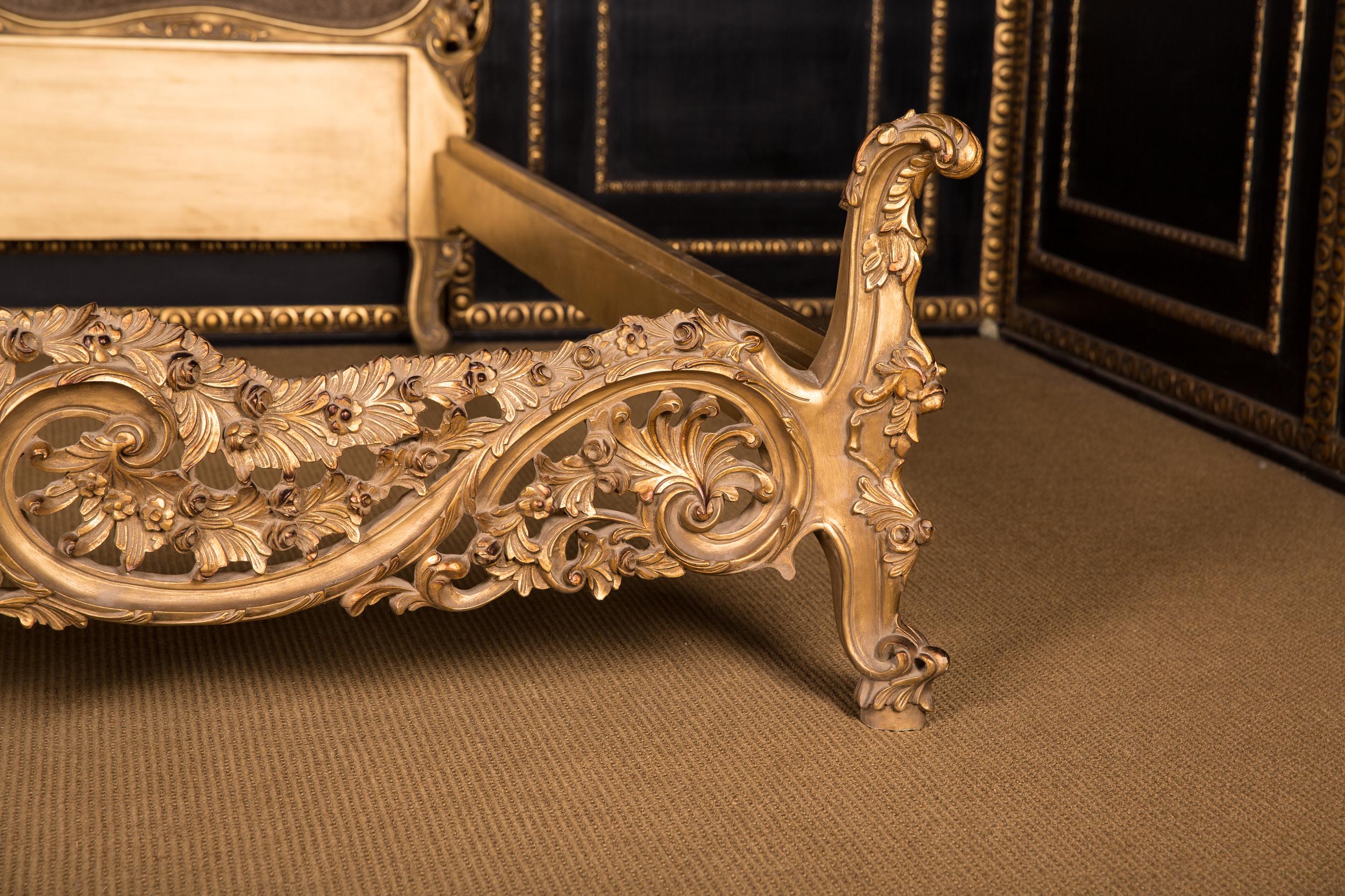 Hand-Carved Majestic Double Bed in the Style of the Louis Quinze Style