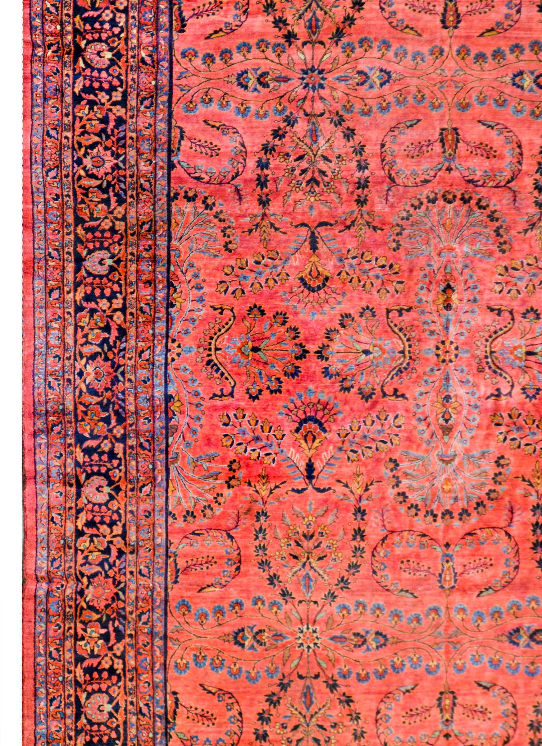 Persian Majestic Early 20th Century Sarouk Mohajeran Rug For Sale