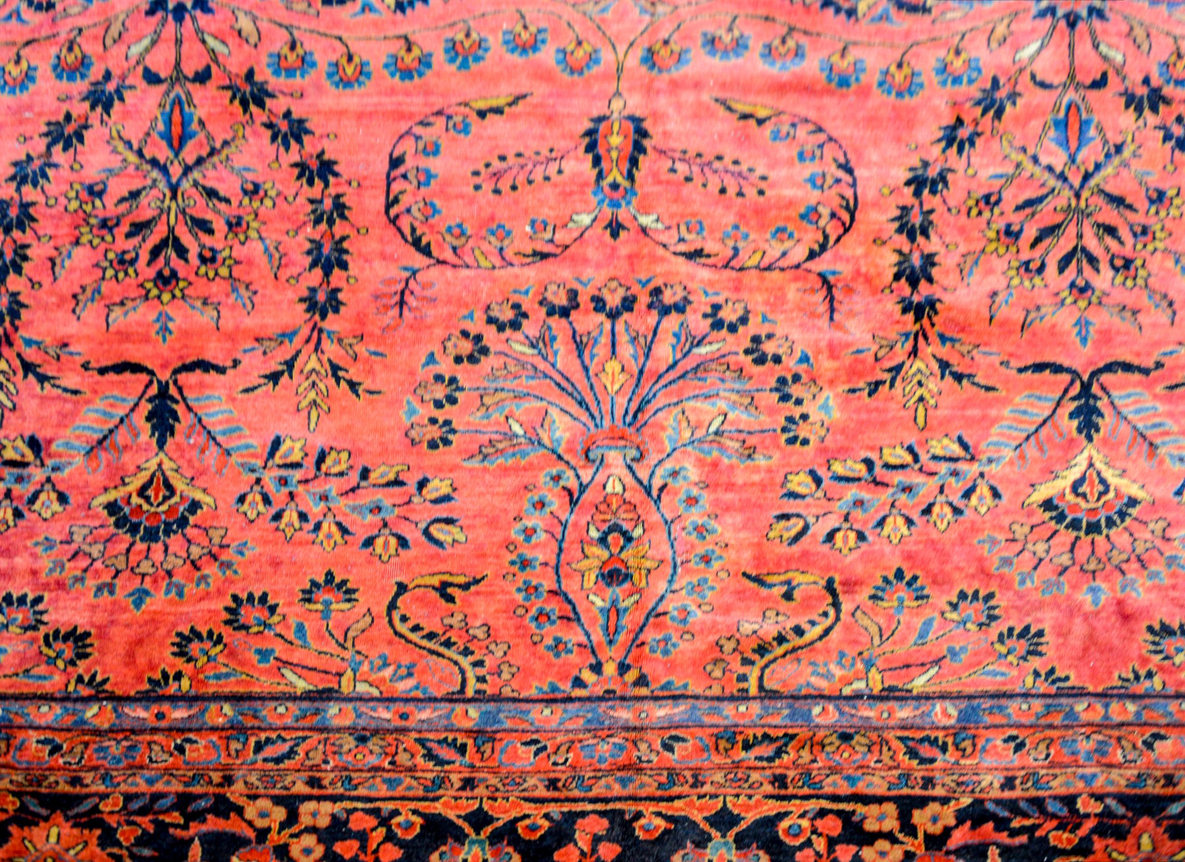 Wool Majestic Early 20th Century Sarouk Mohajeran Rug For Sale