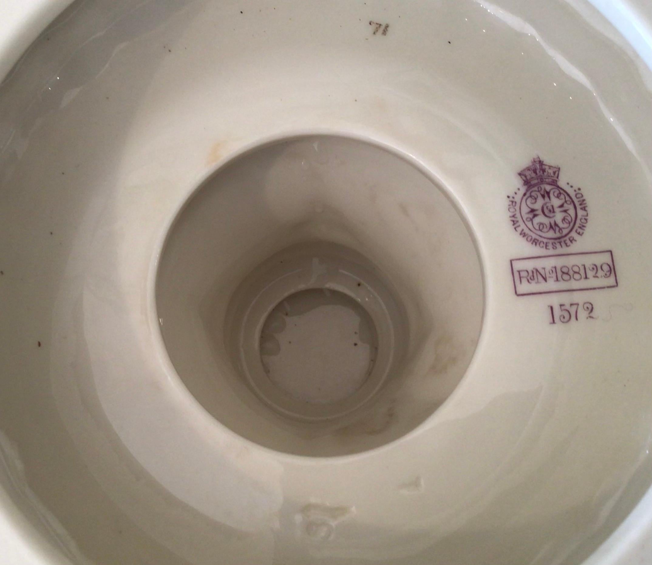 Majestic Edward Raby Royal Worcester Blush Ivory and Turquoise Vase and Cover In Good Condition In Antrim, GB
