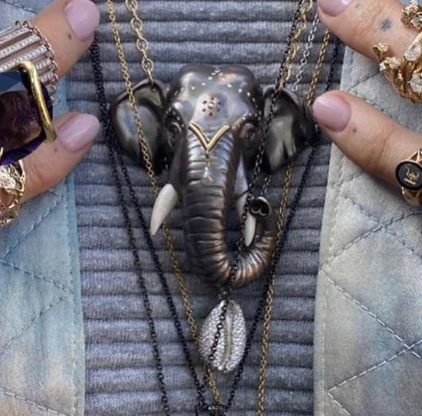 Rough Cut Majestic elephant necklace For Sale
