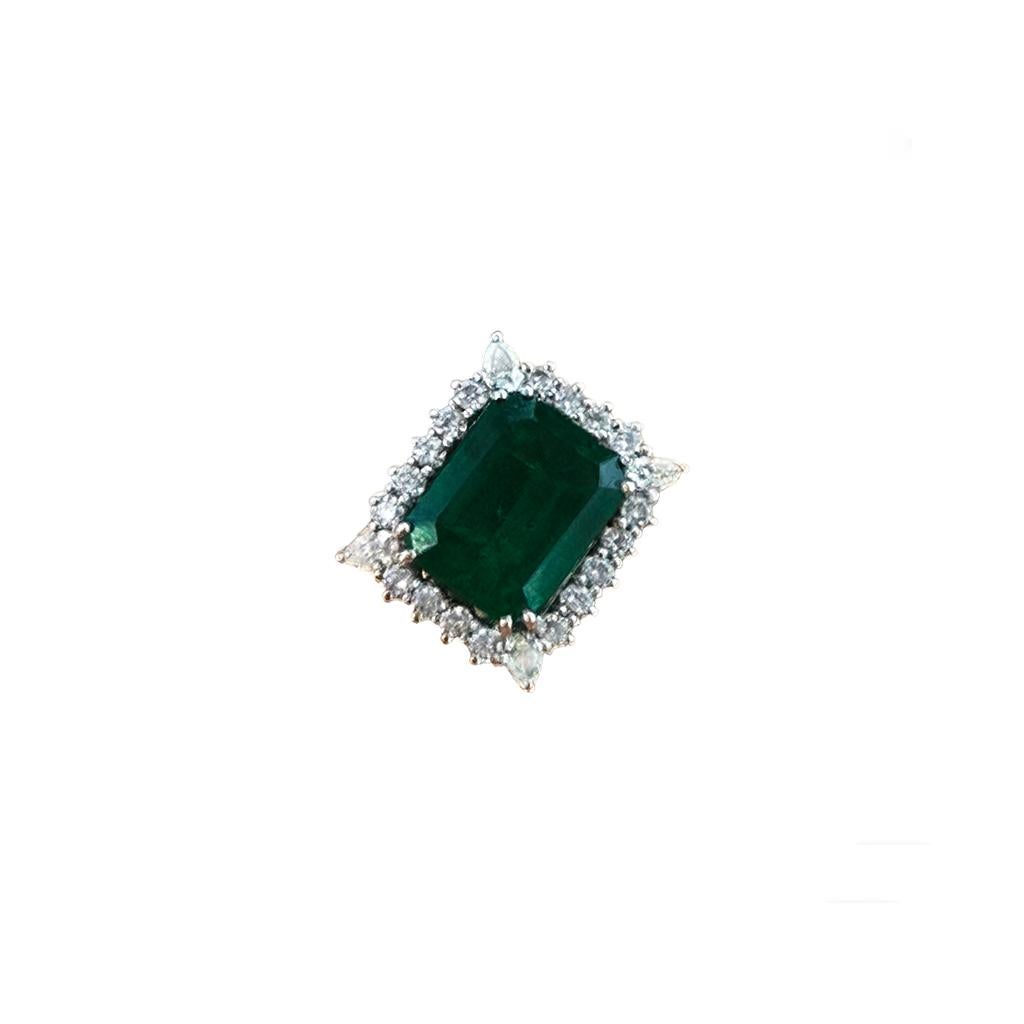 Im Angebot: Majestic Emerald Cut 14K Weißgold Grüner Edelstein Ring () 3