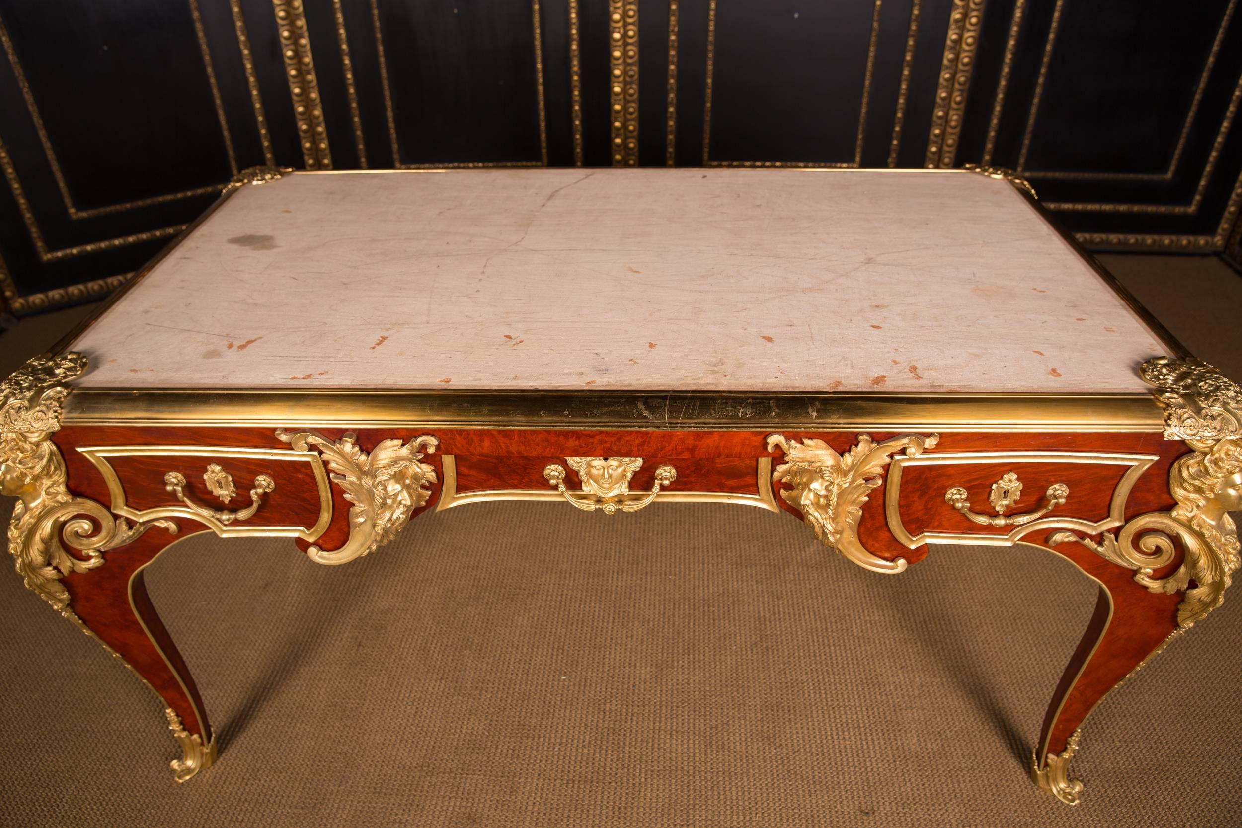Louis XV Majestic French Bureau Plat Desk According to Andre C. Boulle For Sale