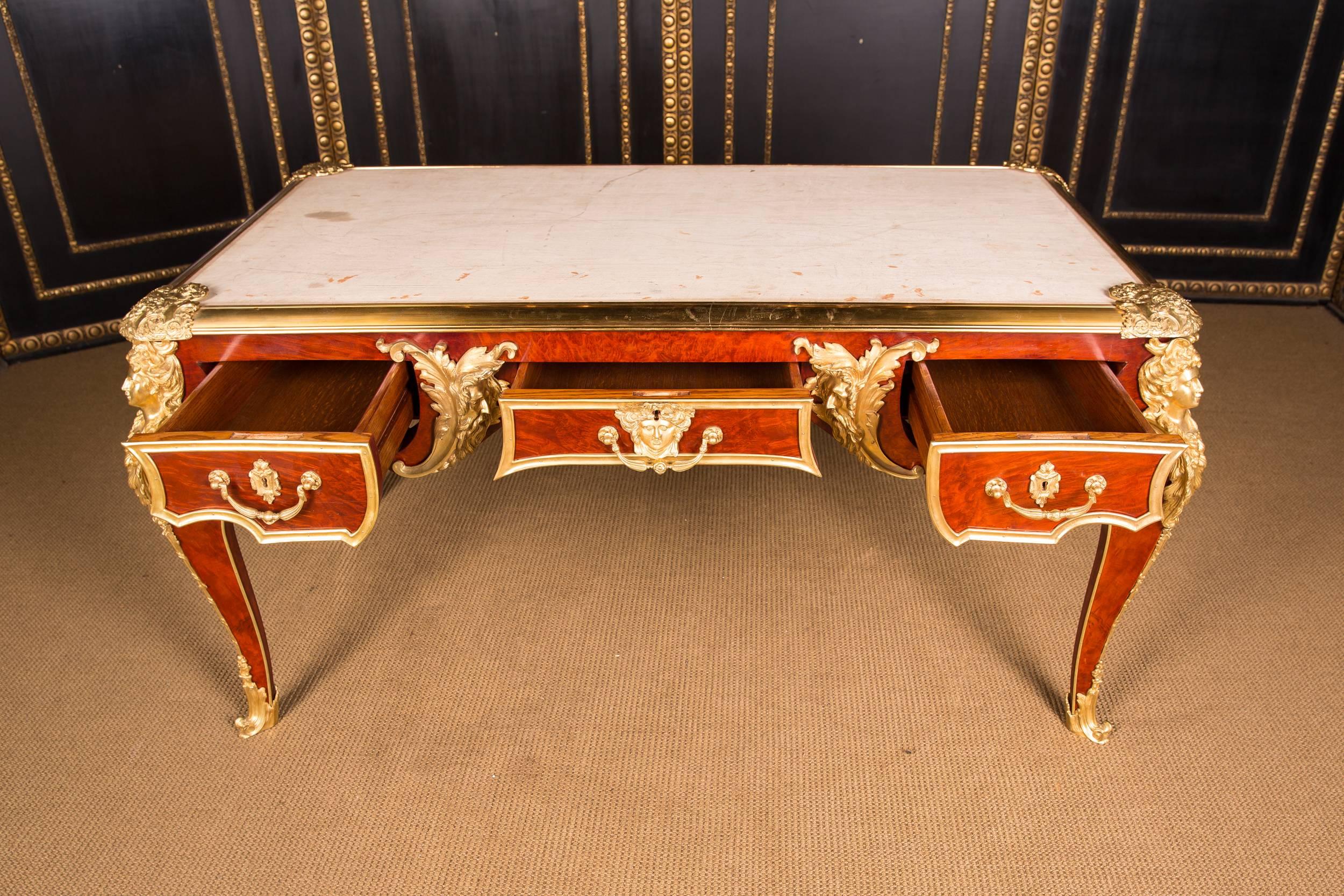 Wood Majestic French Bureau Plat Desk According to Andre C. Boulle For Sale