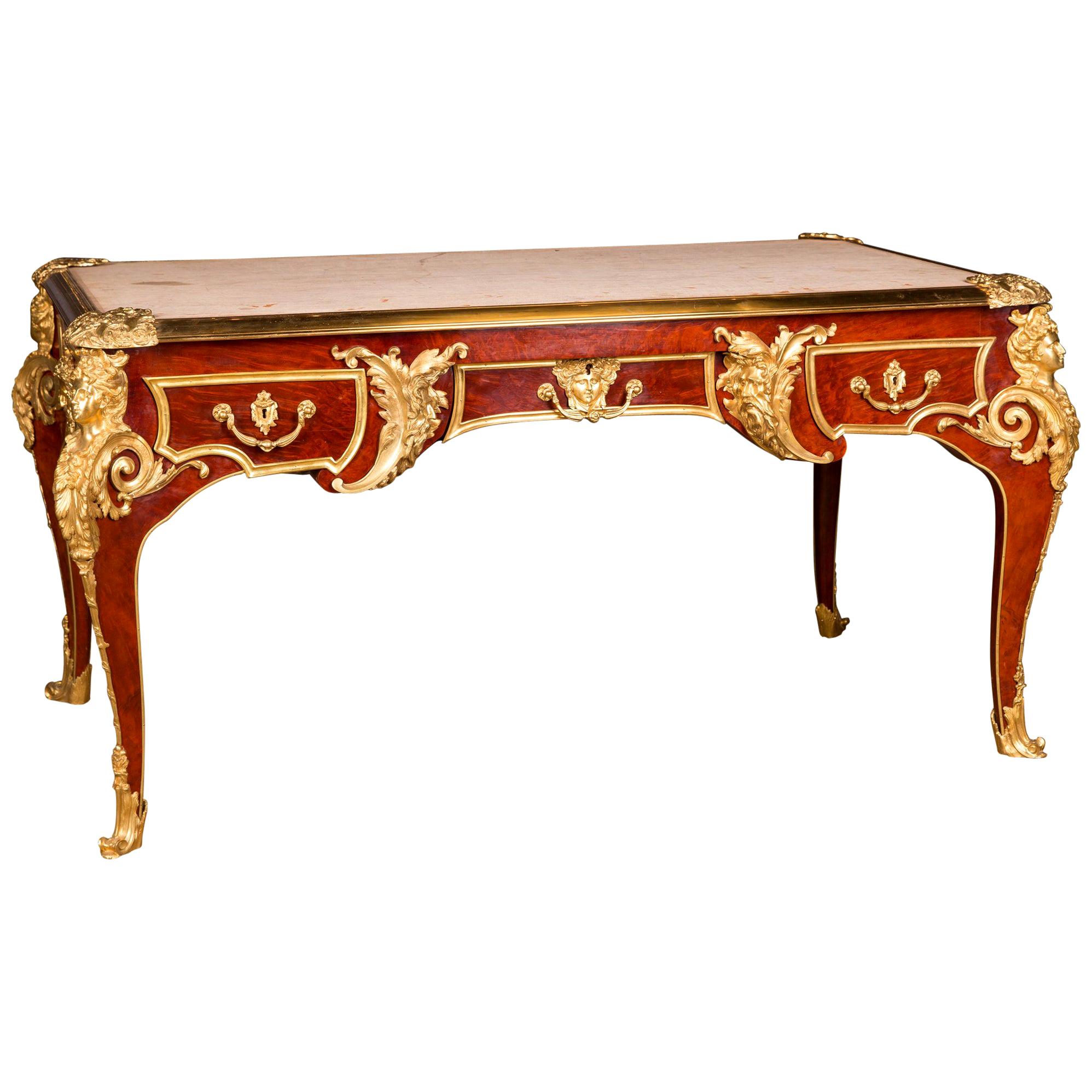 Majestic French Bureau Plat Desk According to Andre C. Boulle For Sale
