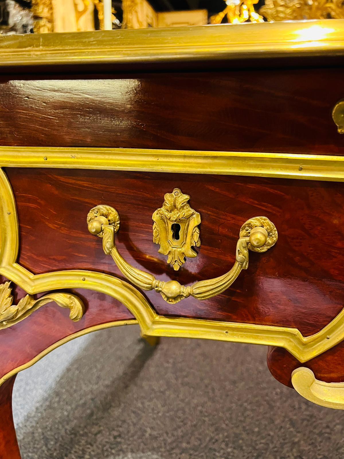 Bronzed Majestic French Bureau Plat Desk antique According to Andre C. Boulle bronzed For Sale