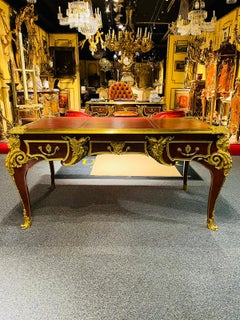 Majestic French Bureau Plat Desk antique According to Andre C. Boulle bronzed