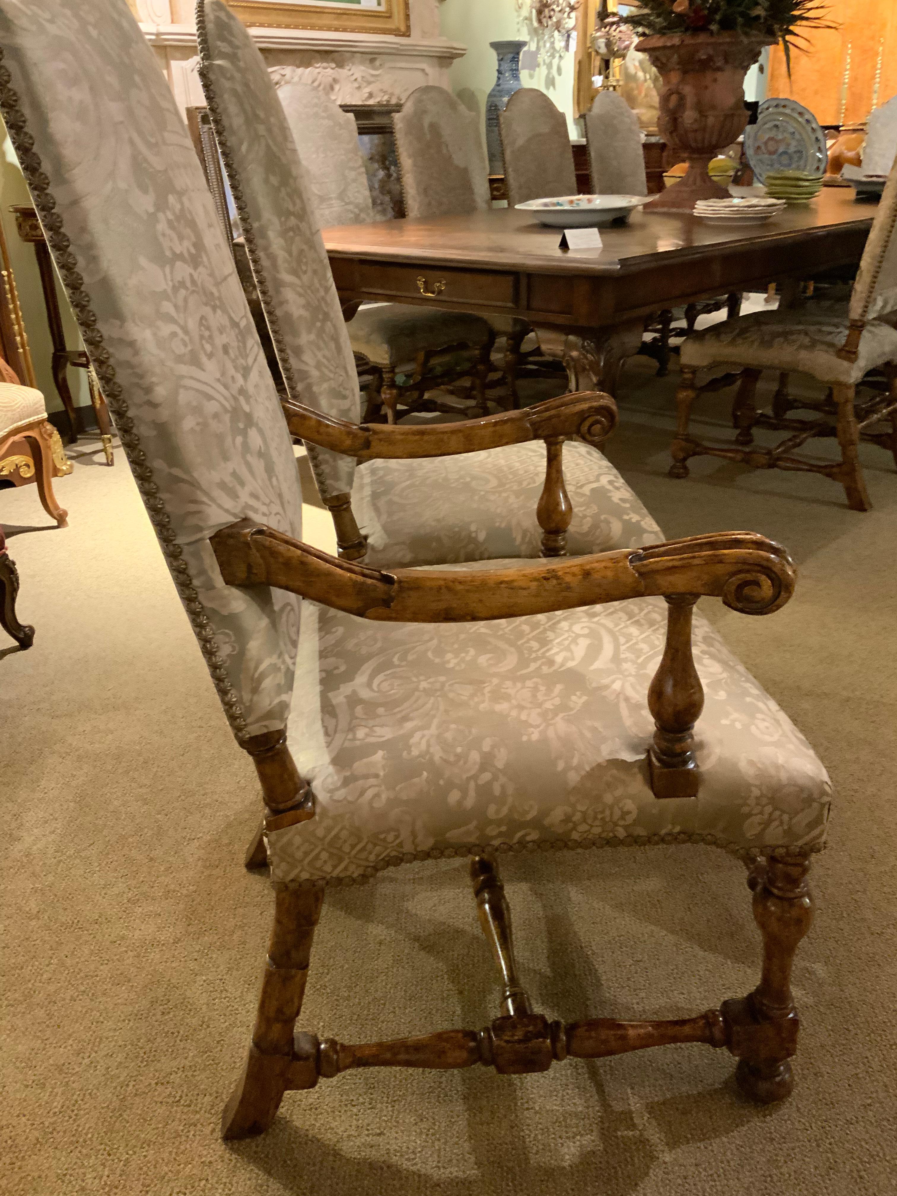 Large custom French Country style Dining Table, with ten high back