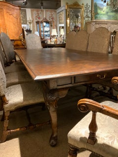 Large  custom French Country style Dining Table, with ten high back chairs