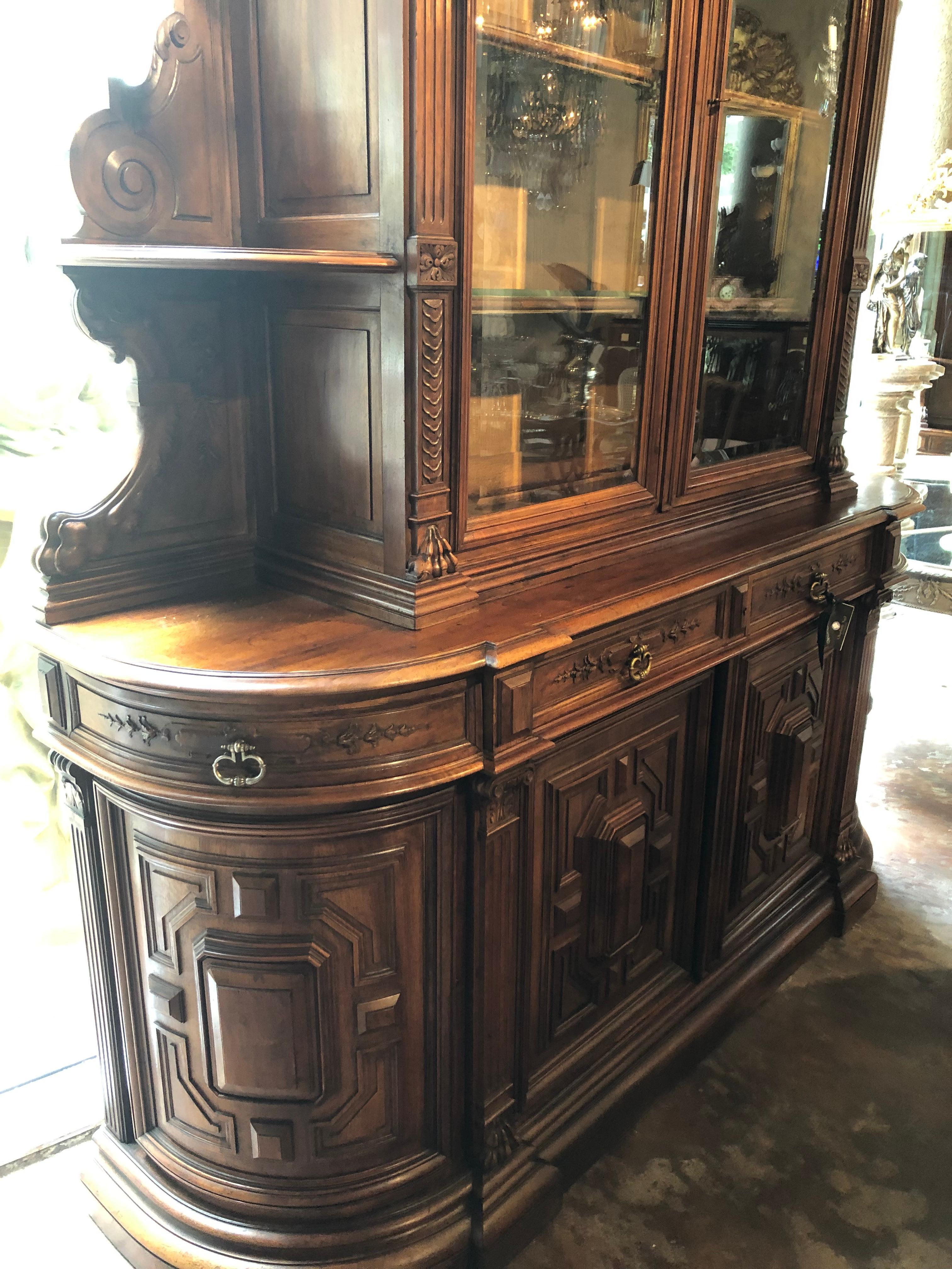 19th Century Majestic French Renaissance Style Cabinet in Walnut For Sale