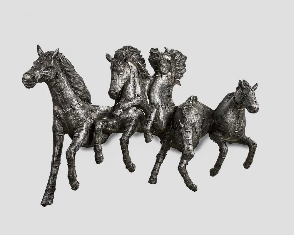 Majestic Galloping Horses Wall Sculpture - Burnished Cast Aluminum Statement Piece

Elevate your interior with this striking wall decoration featuring galloping horses masterfully crafted in cast aluminum with a burnished finish. Designed to command