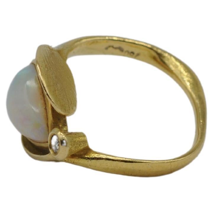 majestätischer deutscher Goldschmiedemeister 18k Goldring mit Diamant (Brillantschliff) im Angebot