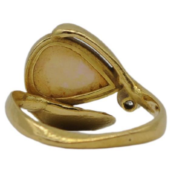 majestic German master goldsmith 18k gold ring with diamond  For Sale 1