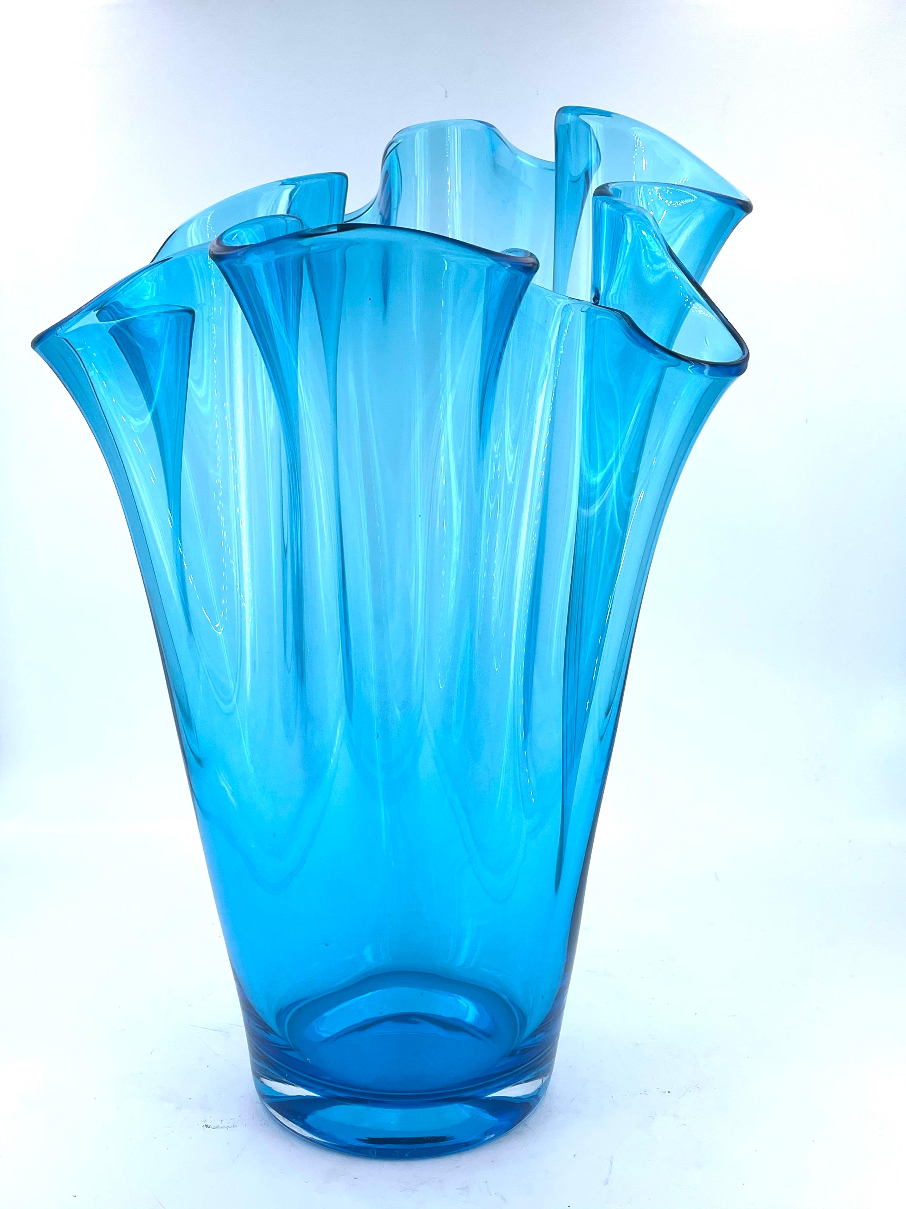 American Majestic Giant Blue Handkerchief Vase
